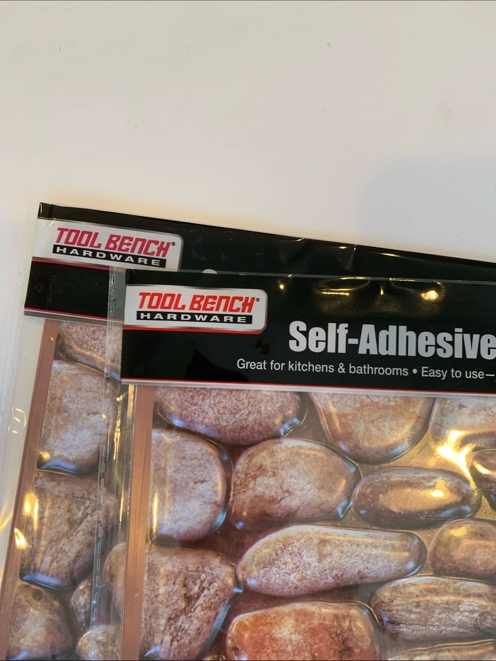 2 Tool Bench Self-Adhesive Peal and Stick Brown Faux Stone 12” Square Wall Tiles